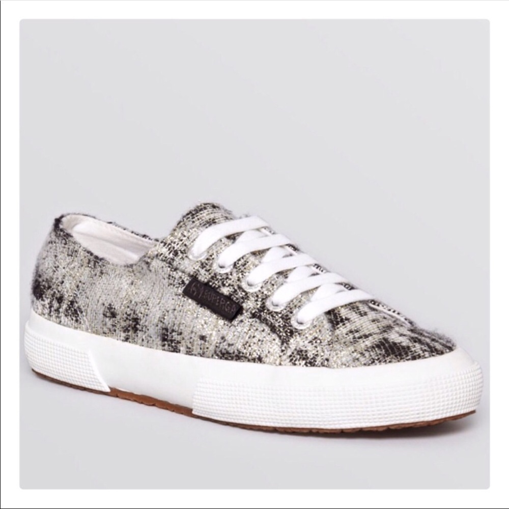 SUPERGA X Man Repeller US 7.5 METALLIC WHITE BLACK